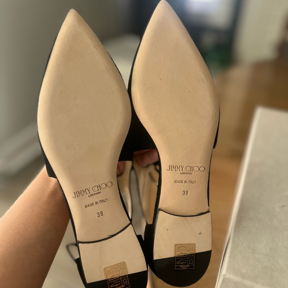 BNIB Jimmy Choo Vanessa Black Suede Flats with Ankle Tie - Picture 5 of 6
